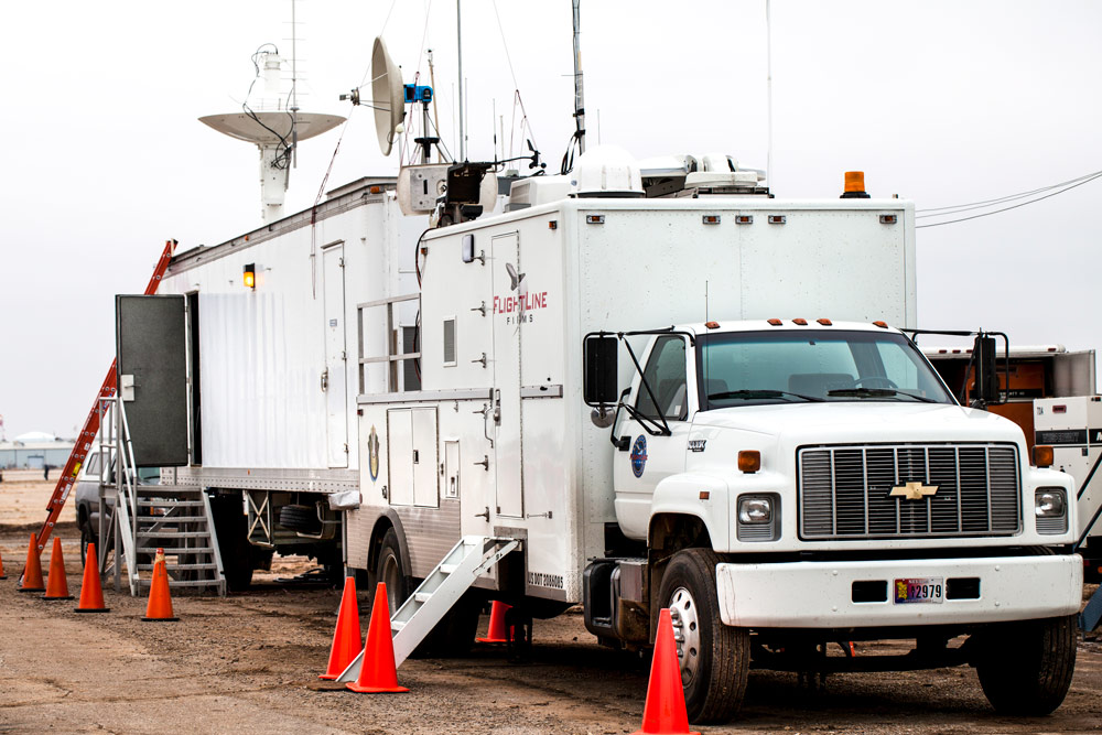 remote space launch satelite broadcast truck